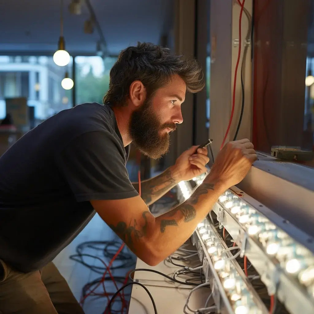 ein elektriker vom elektronotdienst münchen installiert die beleuchtung