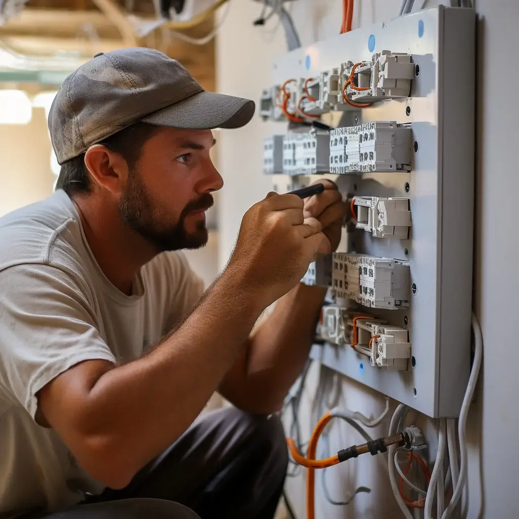 ein elektriker vom elektronotdienst münchen führt die reparaturen beim kunden vor ort durch